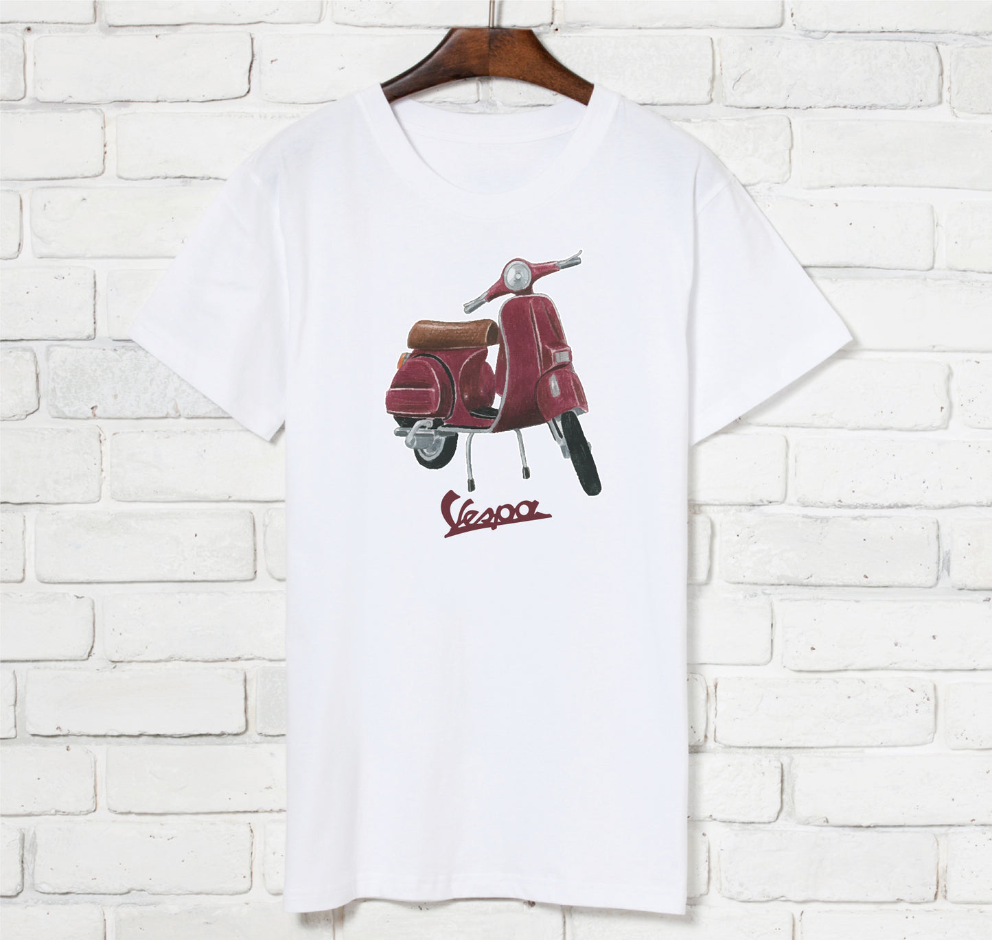 c-08-vespa watercolor retro Vespa-maroon