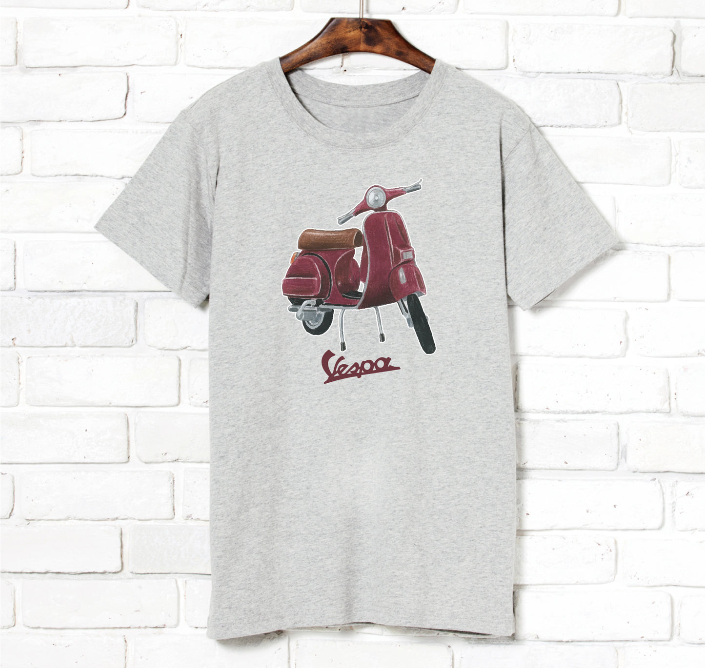c-08-vespa watercolor retro Vespa-maroon