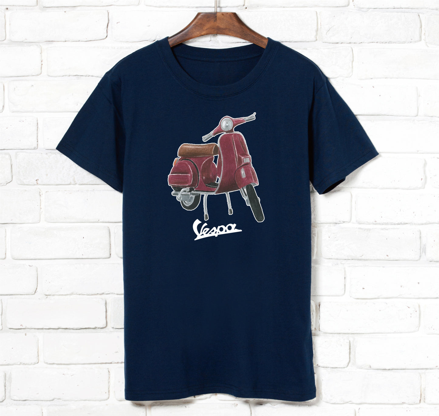 c-08-vespa watercolor retro Vespa-maroon