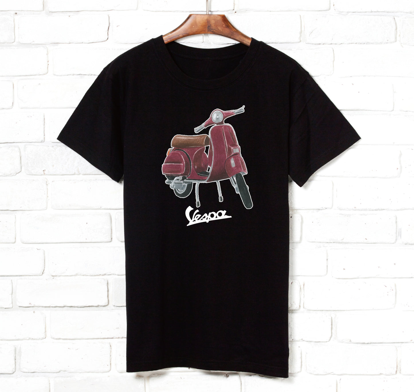 c-08-vespa watercolor retro Vespa-maroon